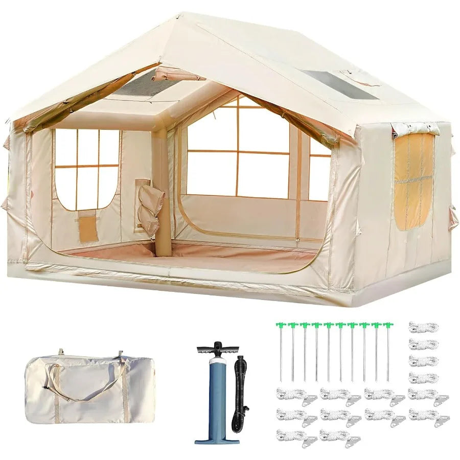 Inflatable Tent for Camping with Pump 46 Person ExtraSpace Blow up Tent 420D Waterproof Ox Glamping Air for Family 4 Season Inf