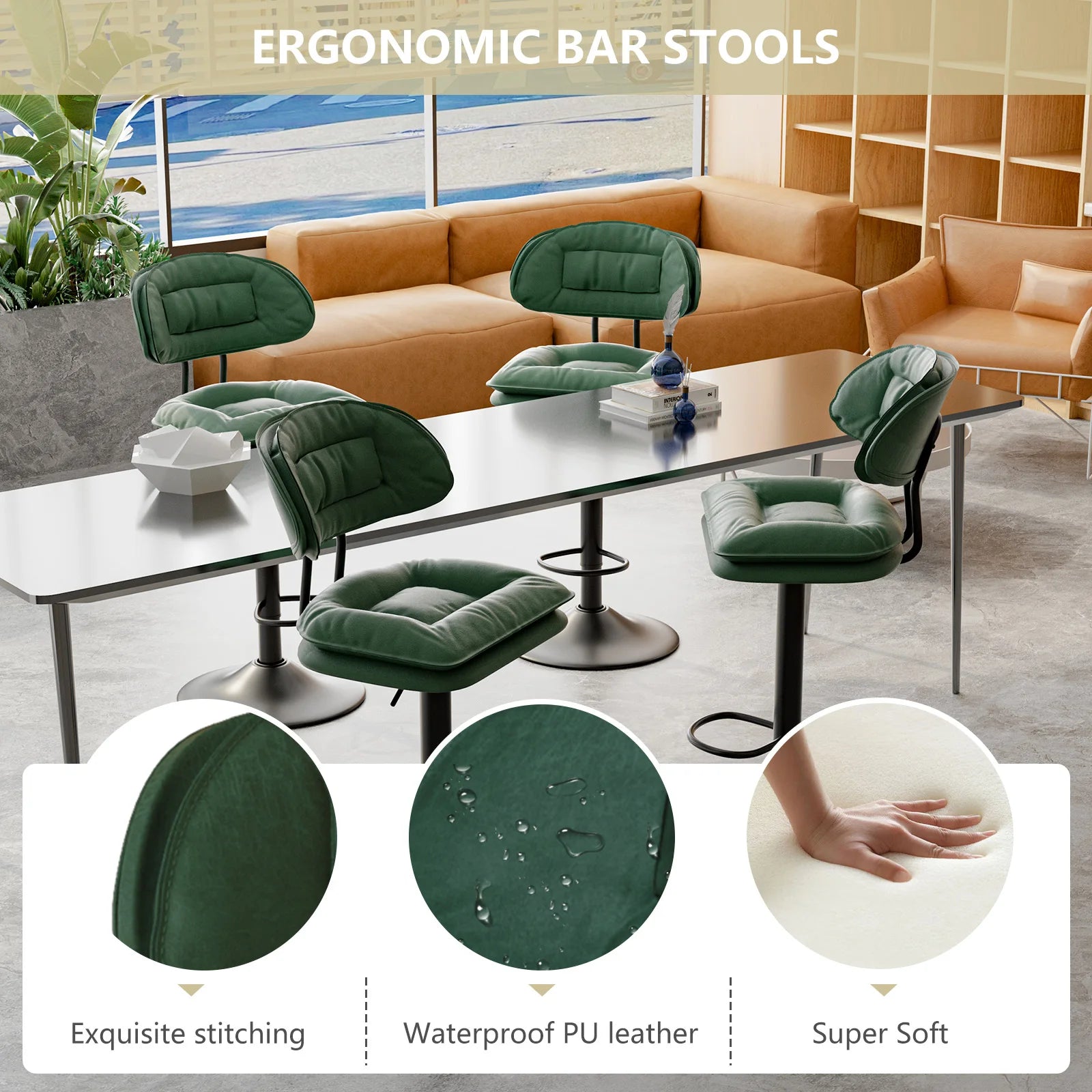 2Pcs Rotating Dining Chair Modern Bar Stools Bar Chairs Simple Backrest Bedroom Dining Room Highchairs Nordic Luxury Dinner Furniture