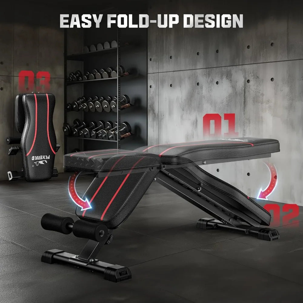 Adjustable web, practical weight bench for full body exercise - Multi-purpose folding tilt Bench (black)