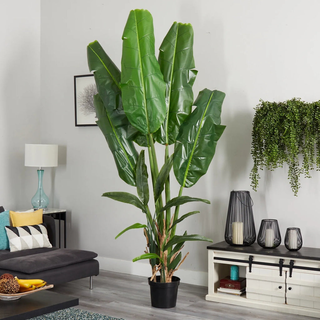 8.5’ Artificial Tropical Giant Travelers Palm Tree Home Decor.
