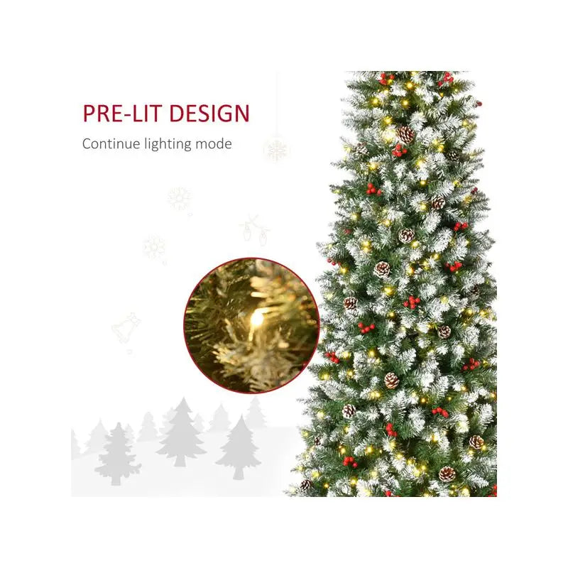 7.5ft Artificial Christmas Tree with Lights and Ornaments, Pre-Lit Holiday Decoration for Home Décor
