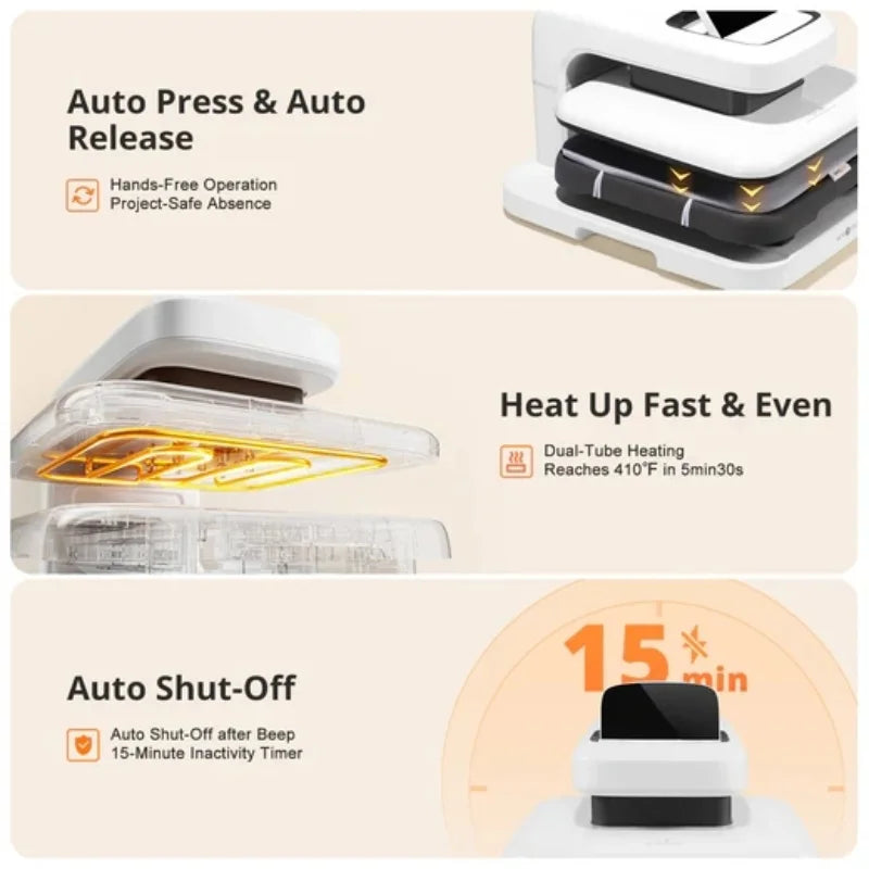 HTVRONT Auto Heat Press 2 - Heat Press Machine Adjustable Pressure 15x15 for HTV, Sublimation, Heat Press Projects