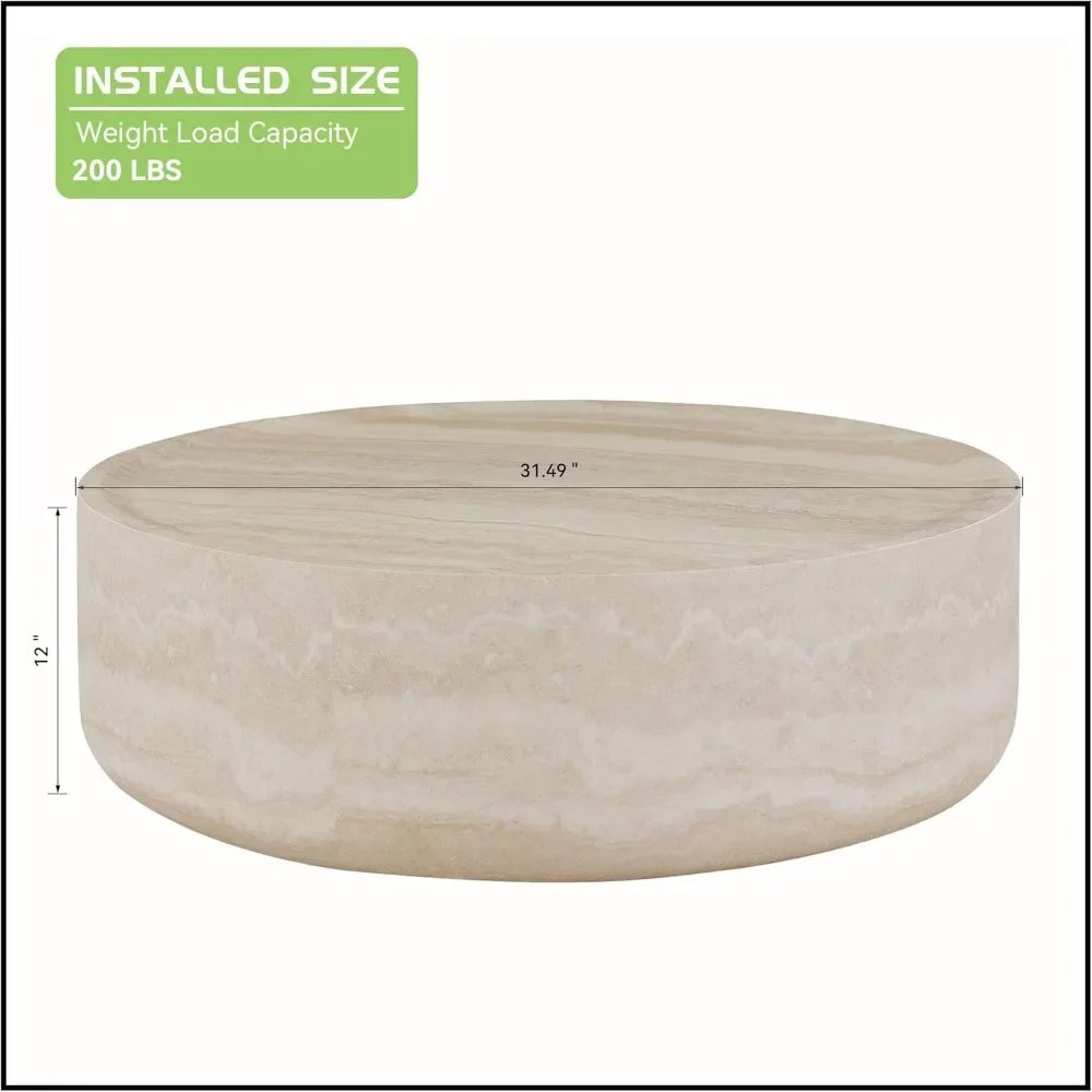 Round Coffee Table for Living Room Modern Faux Marble Center Circle Tables Side Tables Accent Table