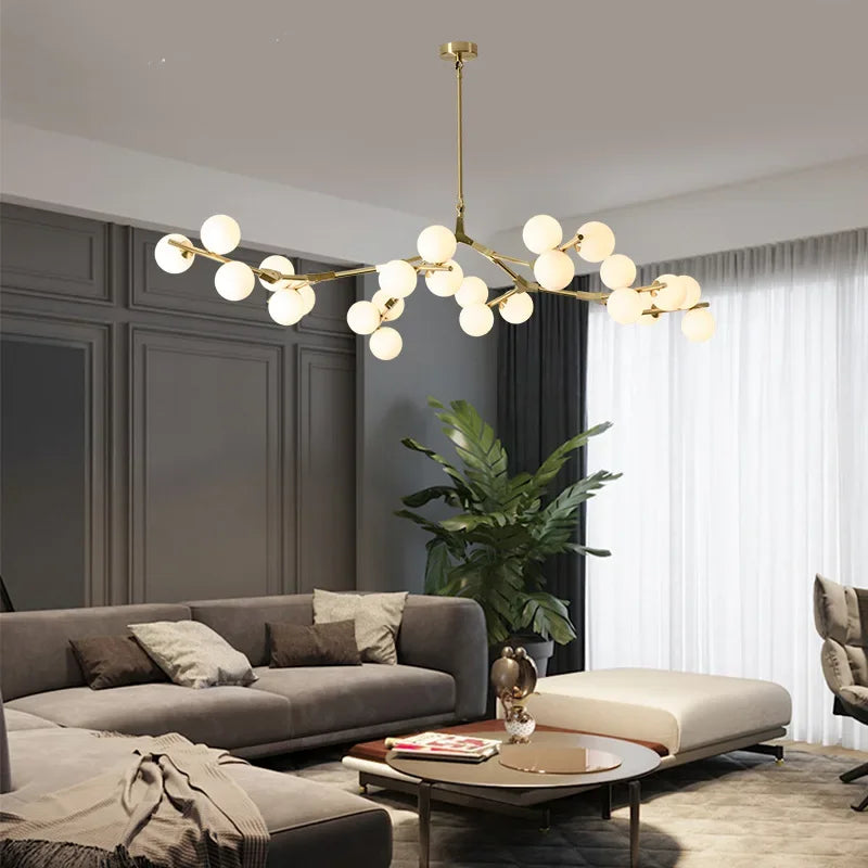 Post Modern Glass Balls LED Pendant Lights Branches Style Chandeliers Ceiling Lamp Living Dining Bedroom Lighting Fixtures