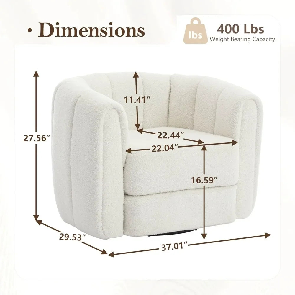 Teddy Swivel Accent Chairs Set of 2 - Barrel Armchair with Thickened Cushion Modern Channel round Arm Design 360 Degree