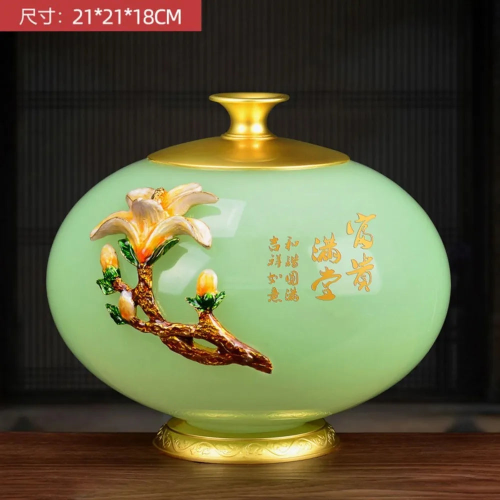 Luxurious Colored Glaze Crafted Vase for Home Decor, Ideal for Living Room and Cabinet Display, Perfect Housewarming Gift