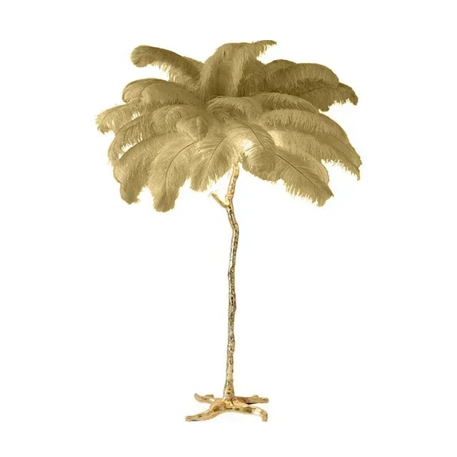 200cm Nordic Ostrich Feather Floor Lamp Resin Copper Living Room Home Decor Standing Light Indoor Lighting Bedroom Bedside Light