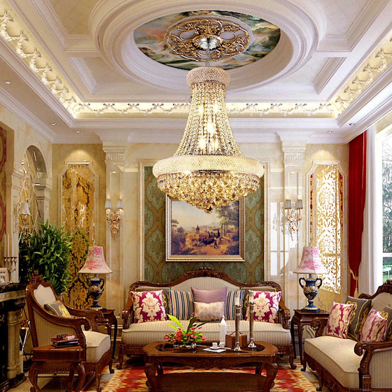 Modern Interior Luxury K9 Bedroom Crystal Chandelier Ceiling Light French Empire Crystal Chandelier Chrome 12 Lights