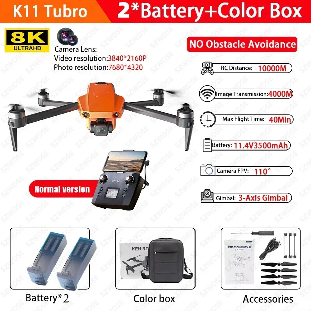 Cole Professional K11 Tubro Drone Aerial 8K HD Dual Camera with Built-in Airdrop Intelligent Obstacle Avoidance And RC Aircraft