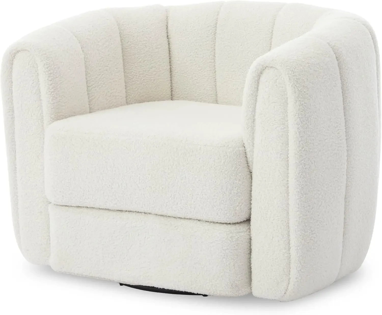 Teddy Swivel Accent Chairs Set of 2 - Barrel Armchair with Thickened Cushion Modern Channel round Arm Design 360 Degree