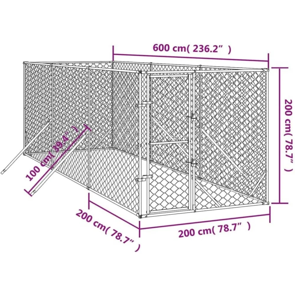 Very /Outdoor Dog Kennel Cage Galvanized Steel Pet House For Dogs Kennels Fence Playpen Enclosure, Outside Run For Yard
