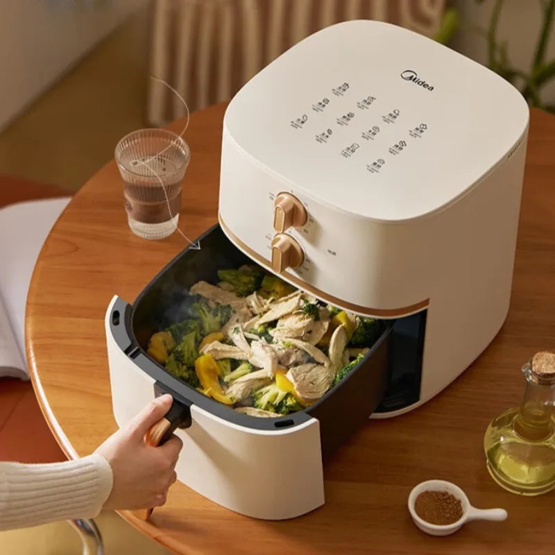 Midea Air Fryer - No Flipping Required, Dual Knobs, Large Capacity, Multifunctional Air Fryer with Steam and Grill Combination