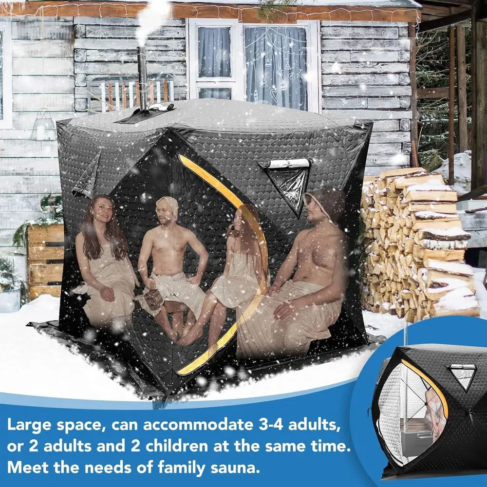 4-Person Outdoor Sauna Tent - 5.91ft x 5.91ft x 6.23ft Home Dry Sauna Box for Easy Setup, Insulated Tent Ideal for Backyard Gym