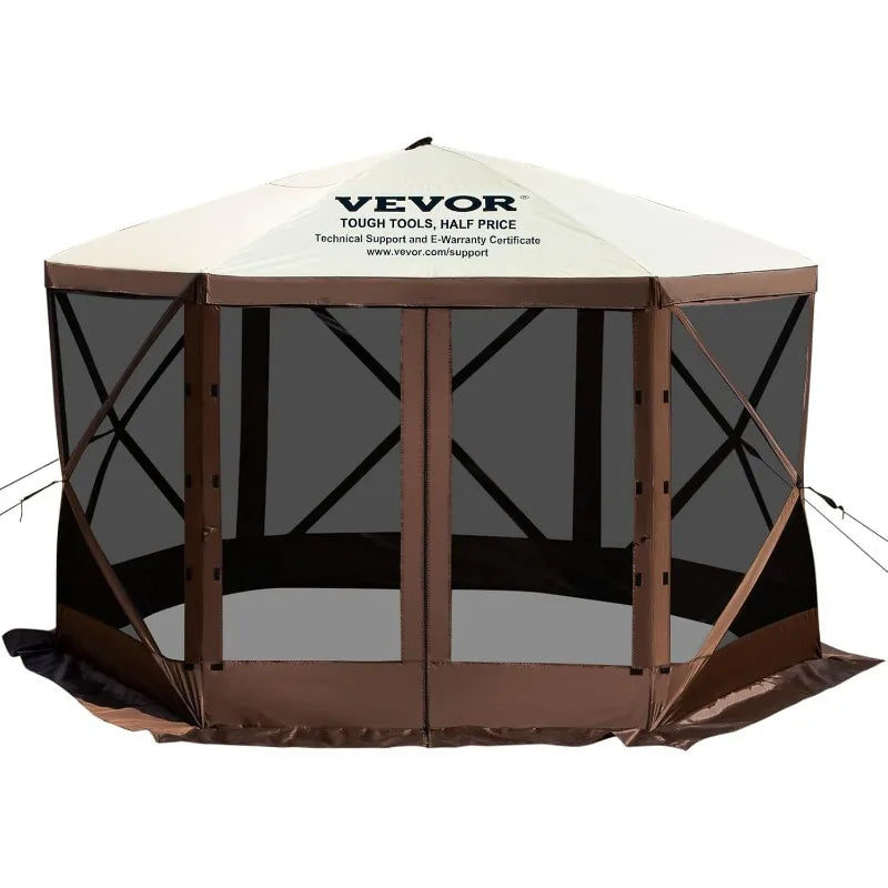 VEVOR Pop Up Instant Gazebo Screen Tent w/ Mosquito Netting Outdoor Canopy,10x10ft with 6 Removable Wind Cloths & 2 Mesh Windows