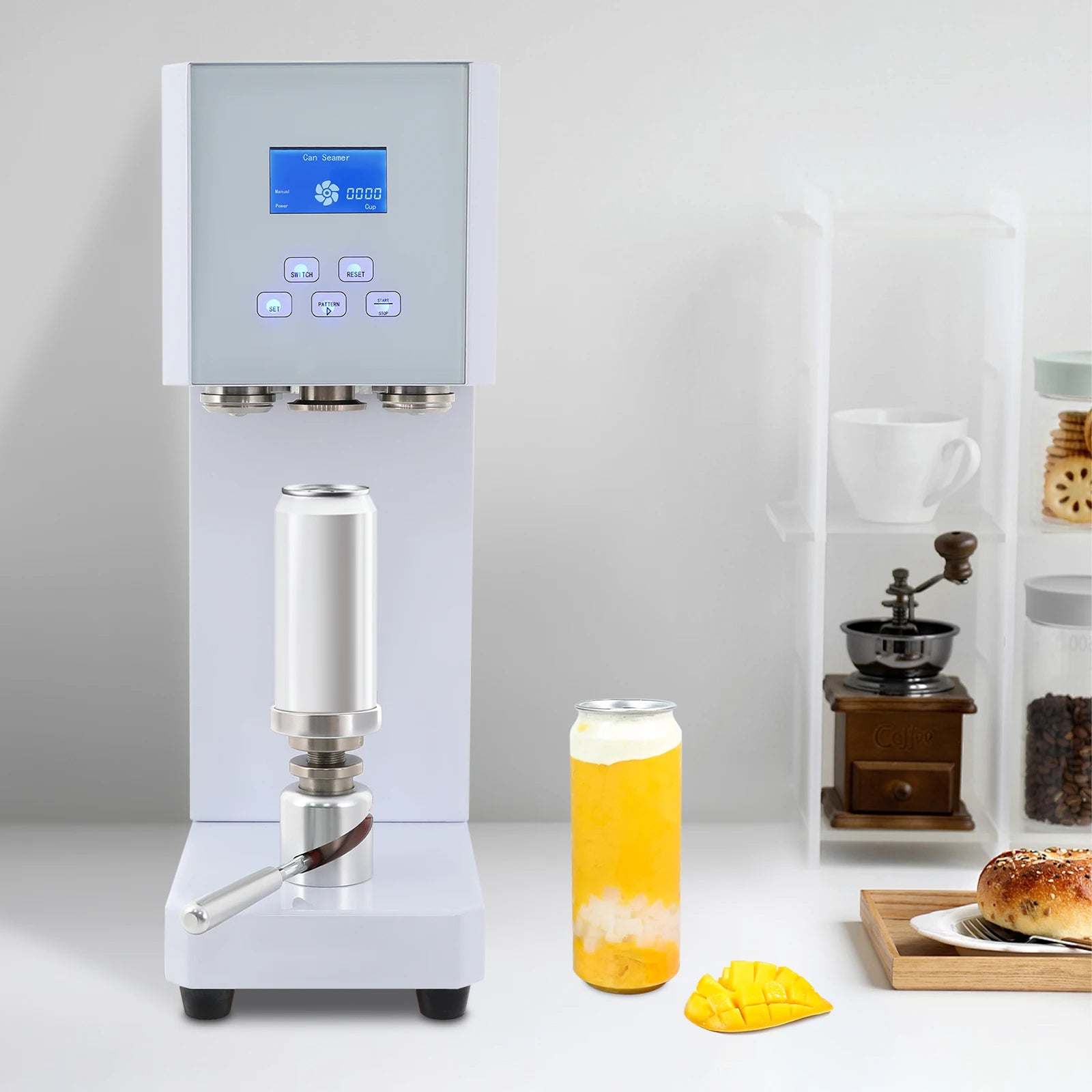 LED Display Beverage Seal Machine 370w Milk Tea Drink Bottle Sealer White Cans Sealer for Sealing Pet Plastic Bottles