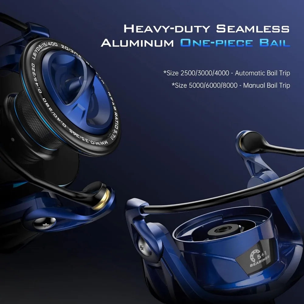 Fishing reel, up to 55 pounds maximum resistance, IPX6 waterproof and corrosion resistant bearing system