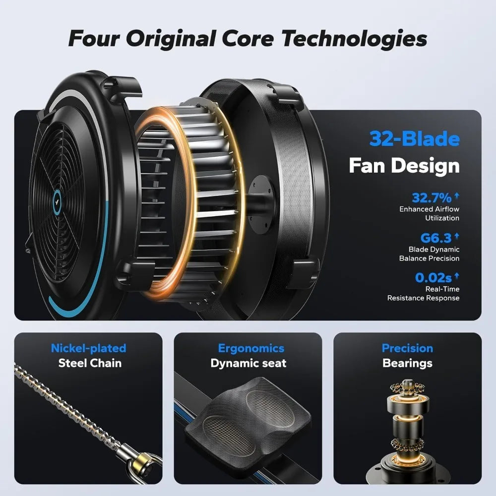 Rowing Machines for Home, Adjustable Air Resistance Professional Indoor Rowing Machine, Ergonomic Comfort Seat, Performance