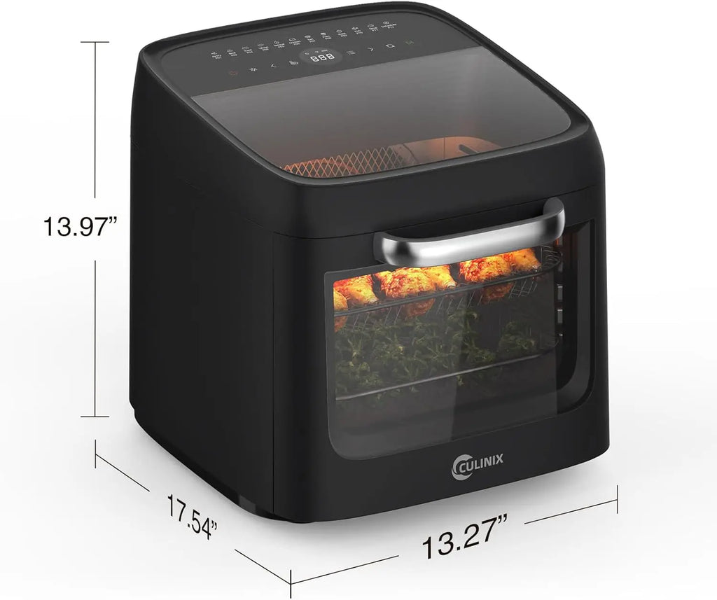 12L Air Fryer Toaster Oven Combo, 12-in-1 Digital with Rotisserie & Dehydrator, 8 Accessories, Black