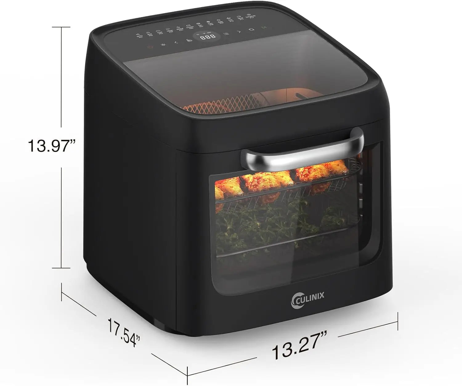 12L Air Fryer Toaster Oven Combo, 12-in-1 Digital with Rotisserie & Dehydrator, 8 Accessories, Black