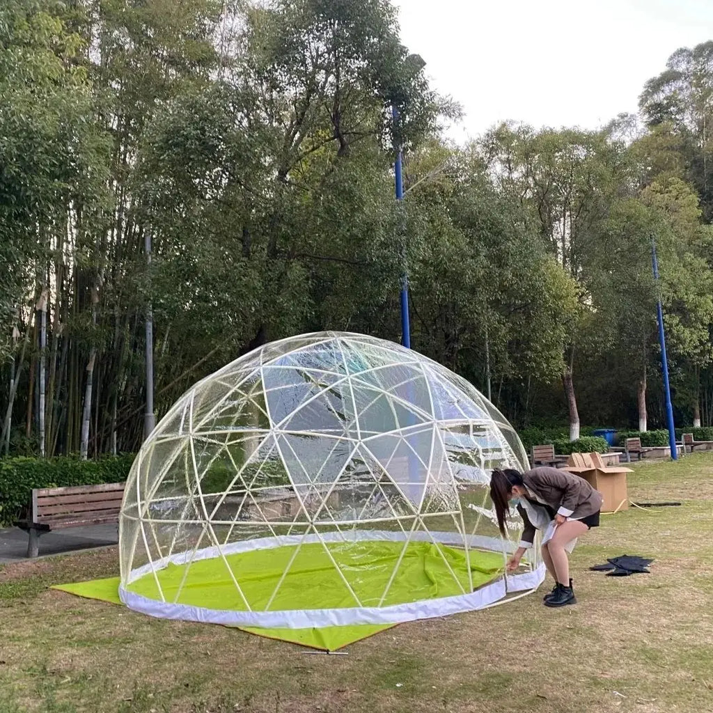 3m/3.6m Glamping Garden Dome Igloo Upgraded Greenhouse Dome Tents Clear Transparent Dome Tent With TPU Cover And Polyester Mesh
