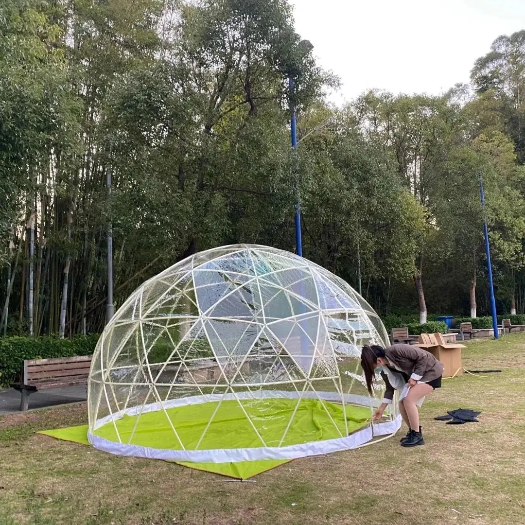 3m/3.6m Glamping Garden Dome Igloo Upgraded Greenhouse Dome Tents Clear Transparent Dome Tent With TPU Cover And Polyester Mesh