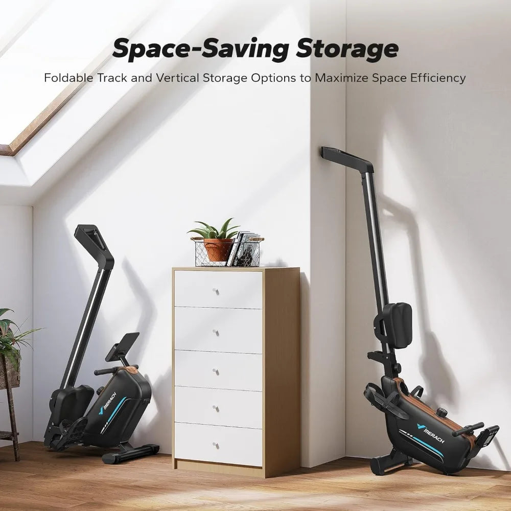 Home Fitness Rowing Machine: Electromagnetic Resistance with Adjustable Cushioned Seat and 16-Level Tension Control