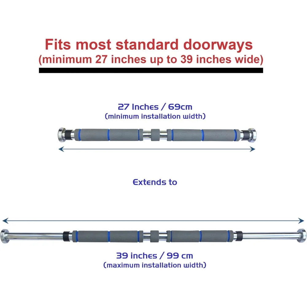 Adjustable Doorway Pull Up Bar 27-39 Inch - Heavy Duty Chin Up Bar with Secure Mounts for Home Gym Workout