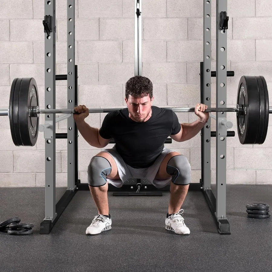 Power Cage, 1000LB Squat Rack for Home & Garage Gym, with Weight Storage Rack and More Training Attachments