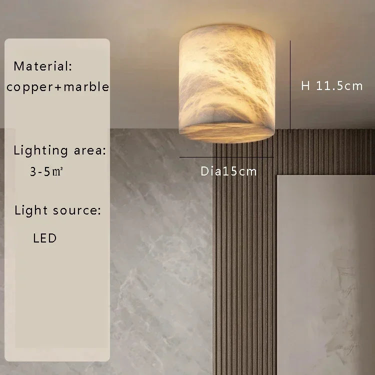 2025 Modern Home Decoration Small Marble Ceiling Lamp Led 2024 New Design Spanish Marble Lustres for Bedroom Hallway