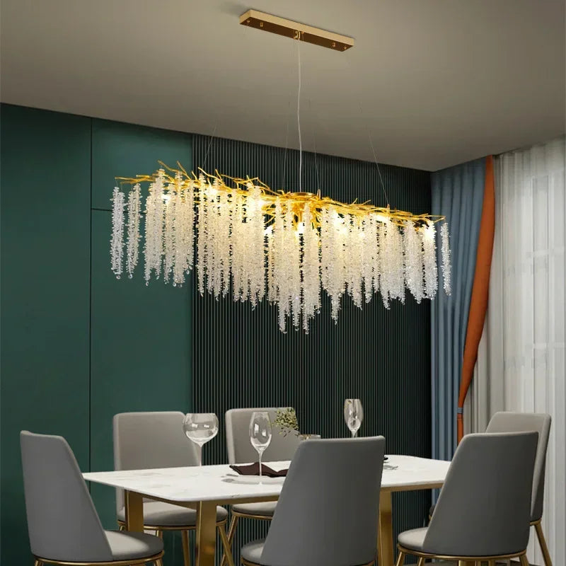 Round Gold Crystal Chandelier for Bedroom Living Room Dining Room Lounge Modern Luxury Gold Ceiling Crystal Branch Chandeliers