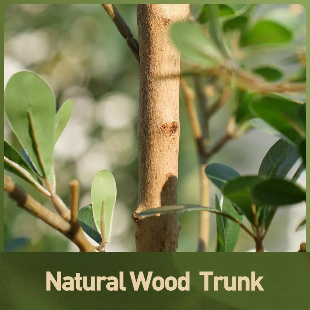 7FT Artificial Olive Tree with Real Wood Trunk - UV Resistant Faux Plant for Home Office Decor