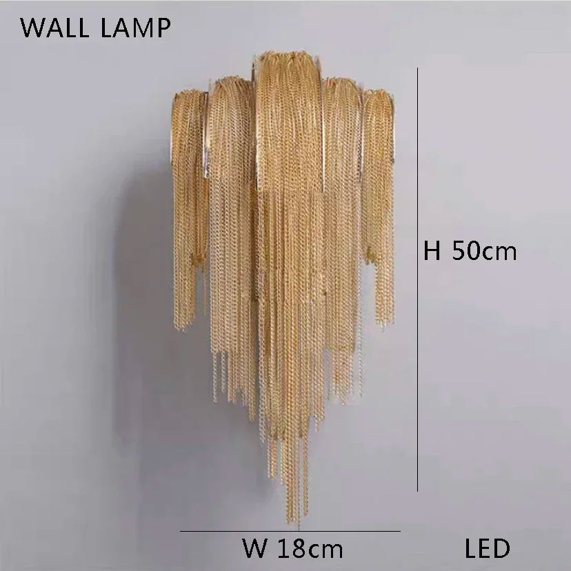 Chandelier Modern Tassel Aluminum Chain LED Hanging Pendant Lights Lustre for Living Room Decorative Suspend Lighting Fixture