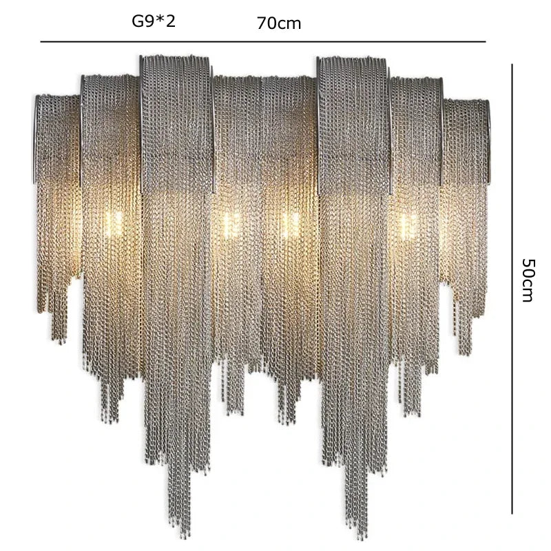 Chandelier Modern Tassel Aluminum Chain LED Hanging Pendant Lights Lustre for Living Room Decorative Suspend Lighting Fixture