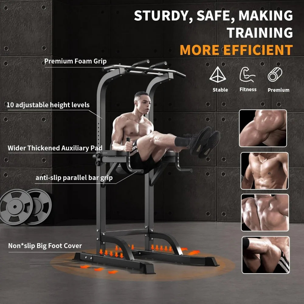 Power Tower Pull Up Bar and Dip Station, Multi-Function Home Gym, Strength Training Fitness Equipment, Height Adjustable