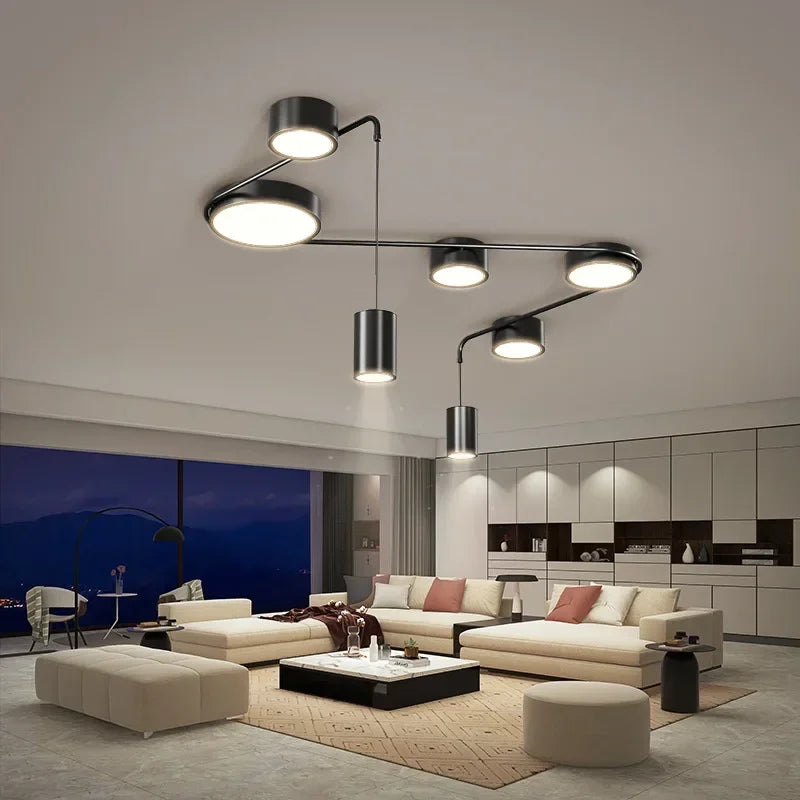 Modern Minimalist LED Ceiling Light Iron Nordic Creative Restaurant Pendant Light Room Bedroom Black Style Lamps for Living Room