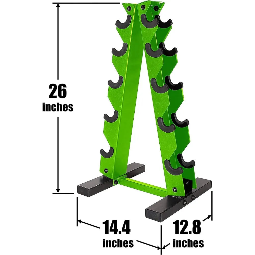 Rubber Coated Hex Dumbbells Set - 5 to 25 Lbs with Storage Rack for Muscle Toning and Strength Training