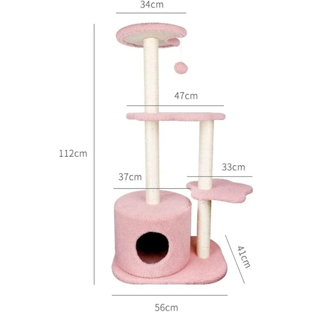 Modern Cat Activity Tower with Sisal Scratching Posts, Play House, and Top Perch for Climbing and Entertainment