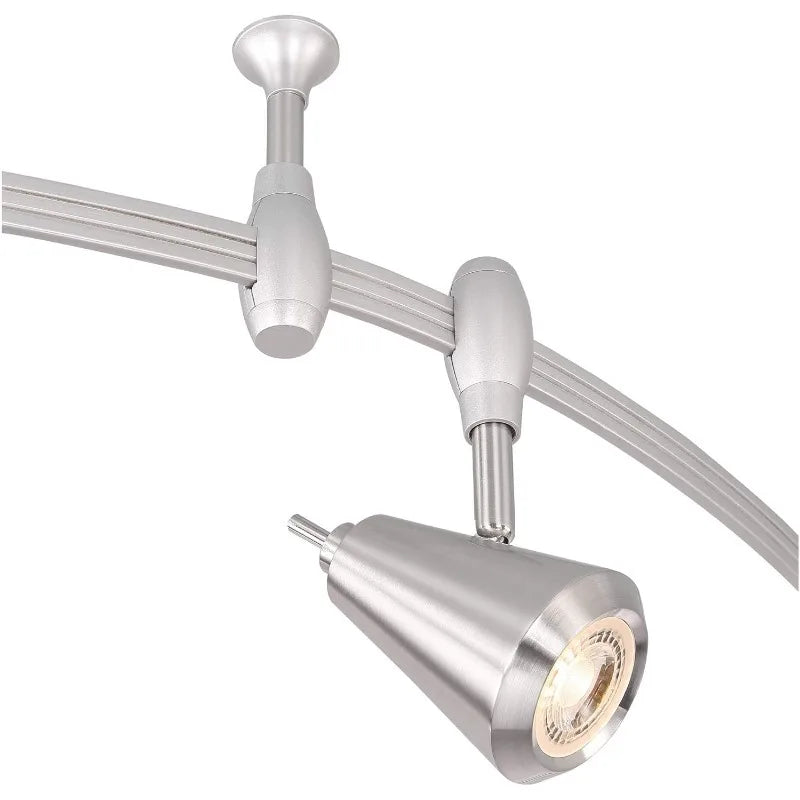 Pro Track Track Light Fixture - 6 Head LED Track Light, Brushed Nickel, Adjustable Monorail Modern for Ceilings, Kitchen Islands