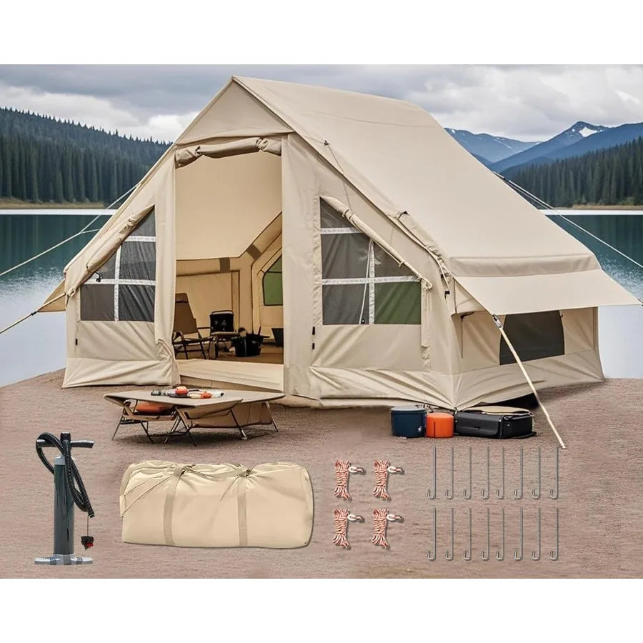 Inflatable Camping Tent 2 4 6 8 Person Glamping Inflatable Tents for Camping 2025 Update Zipper Door Easy Setup Blow Up Tents B