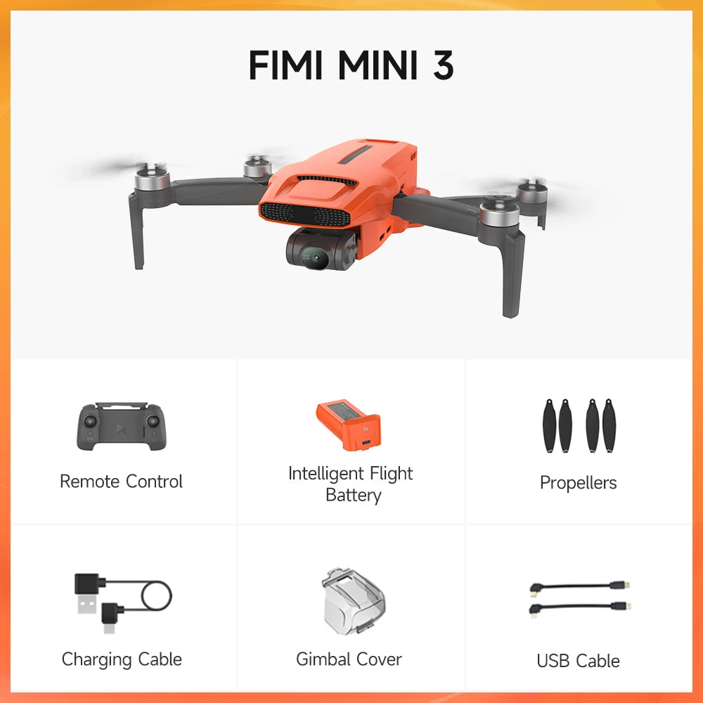 FIMI MINI3 GPS Drone With Camera 3-Axis Gimbal Professional RC Duaddcopter FPV 9KM Remote Flight 4K 60FPS 249g Mini Drone C0