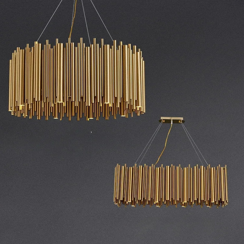 Modern Simple Gold Ceiling Chandelier LED Pendant Lights Living Room Villa Stainless Steel Creative Interior Indoor Lighting