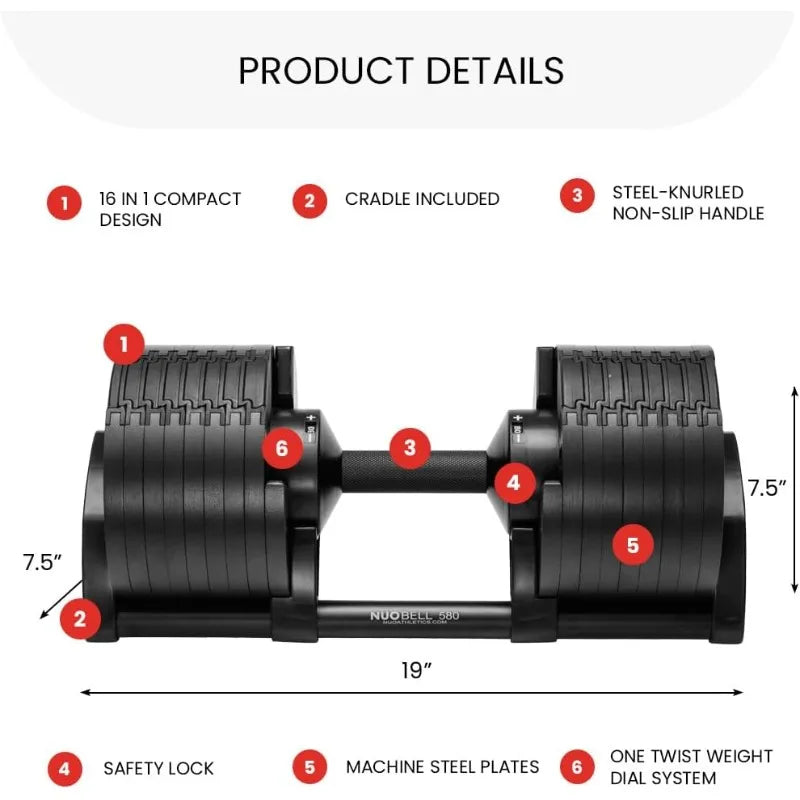 Adjustable Dumbbells 5-80 lbs: Replace 16 Sets, Ideal for Home Gym Weight Bench & Press