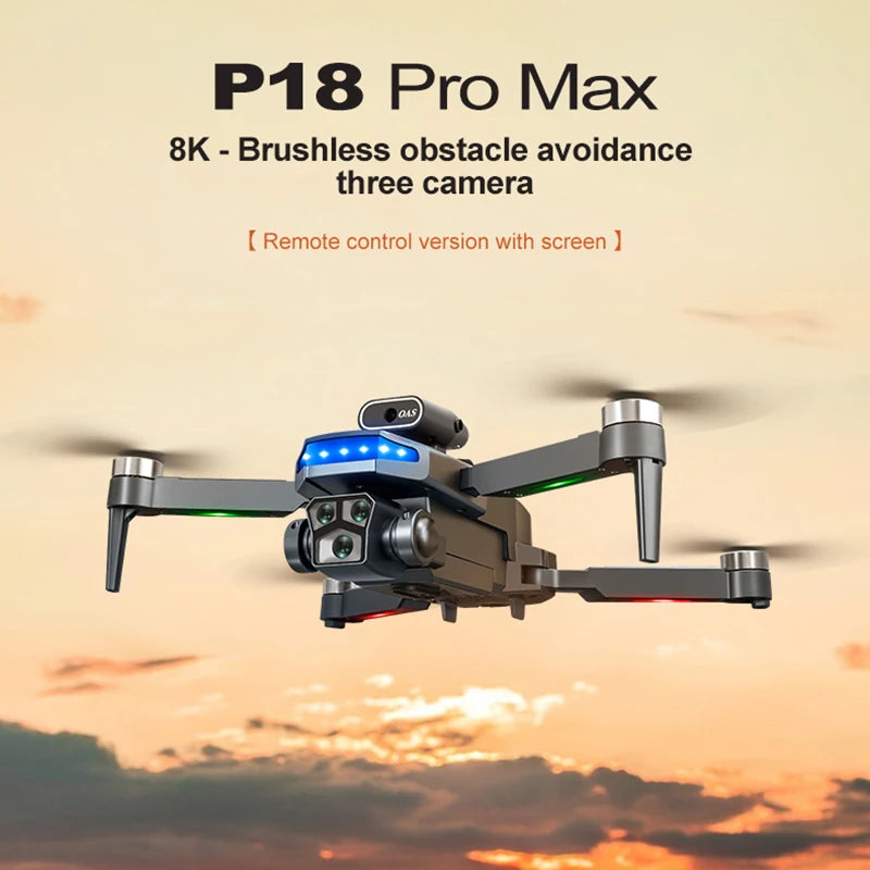 New P18 8K Dual Camera Drone Quadcopter Electronic Obstacle Avoidance Professional Drone Toy Gift For Kids