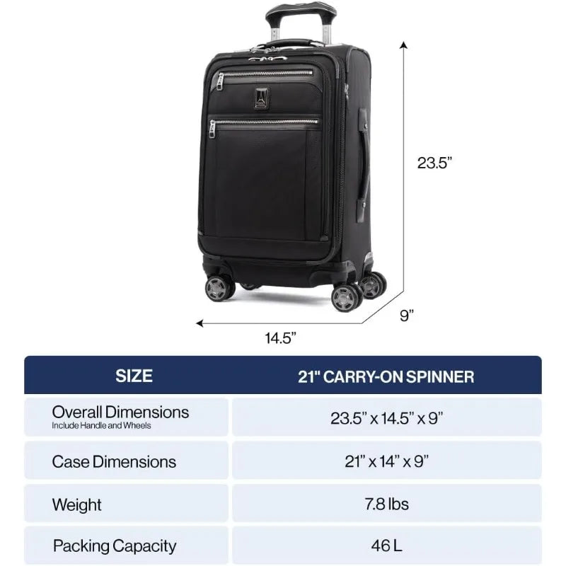 home.Platinum Elite Softside Expandable Carry on Luggage, 8 Wheel Spinner Suitcase, USB Port, Suiter, Men and Women, R