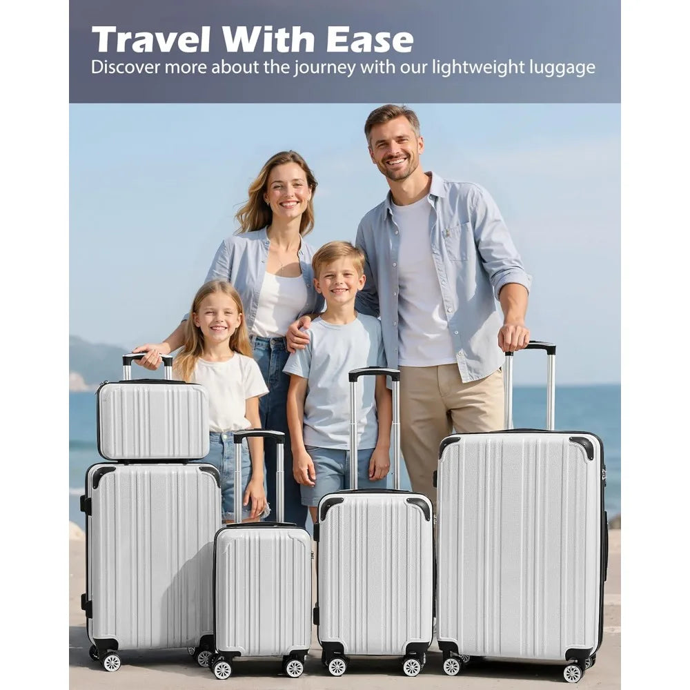 Expandable Coolife Luggage Set: 3-Piece PC+ABS Spinner Suitcases in 20, 24, and 28 Orange Carry-On