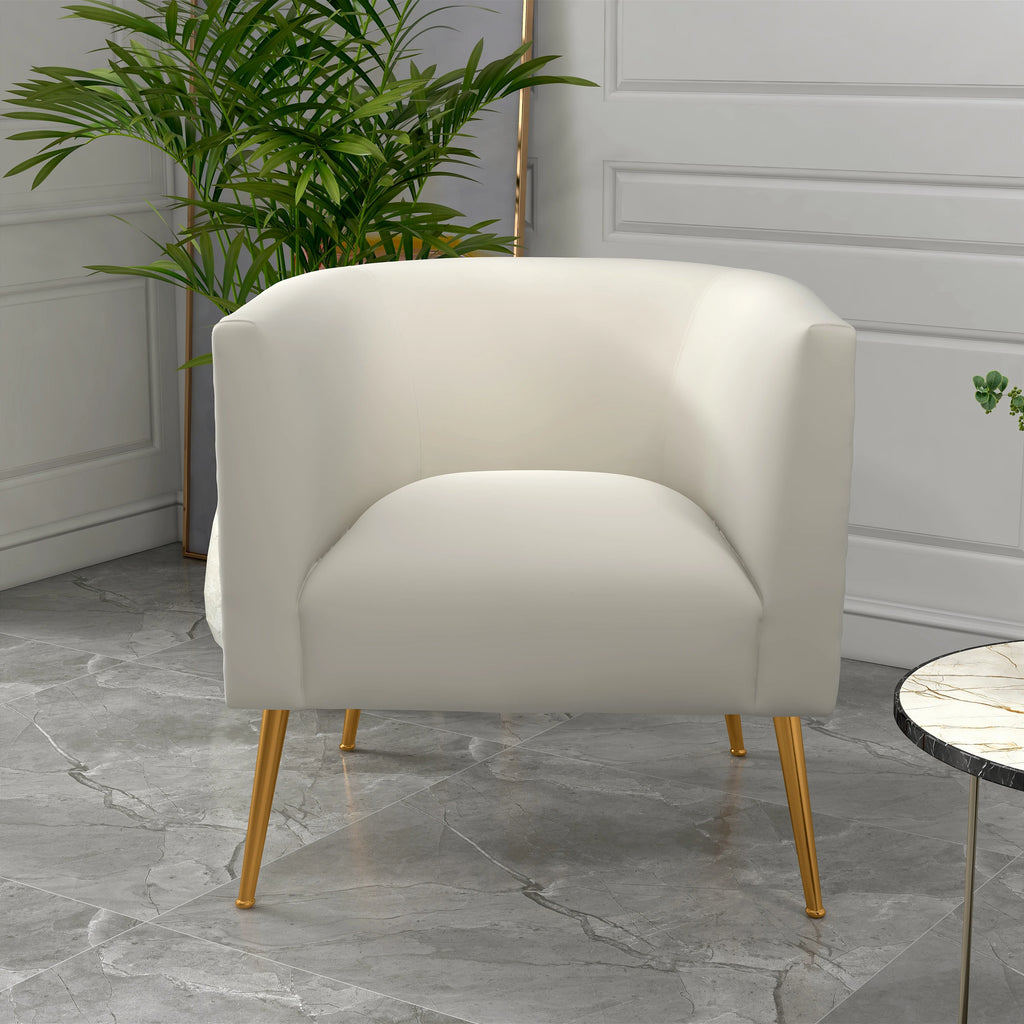 SEYNAR Mid-Century Modern Velvet Round Accent Chair for Living Room set of 2, Beige Upholstered Barrel Chair or Sofa for Parlour
