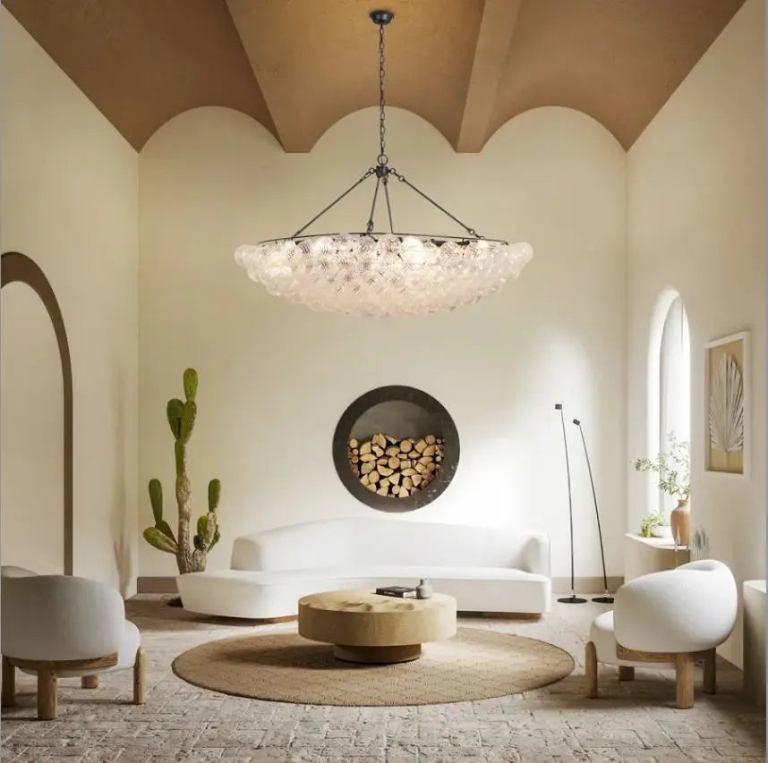 Bubble Chandelier Modern Luxury Large Pendant Light Globe Ball Swirled Glass Chandelier for Living Room Dining Room Foyer