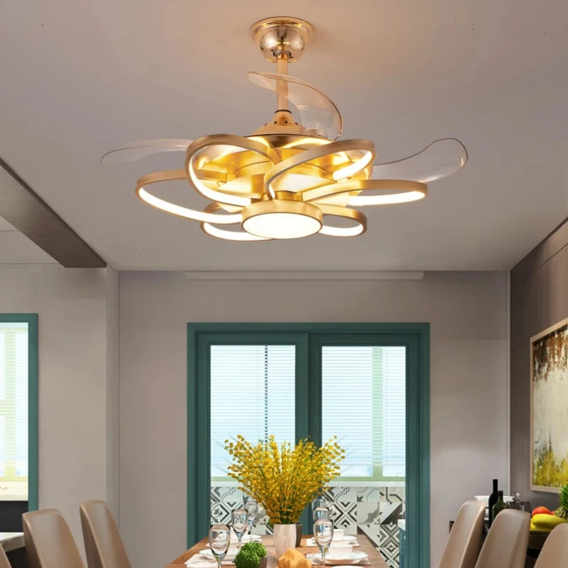 Nordic Bedroom Decor Led Lights for Room Ceiling Fan Light Lamp Restaurant Dining Room Ceiling Fans with Lights Remote Control