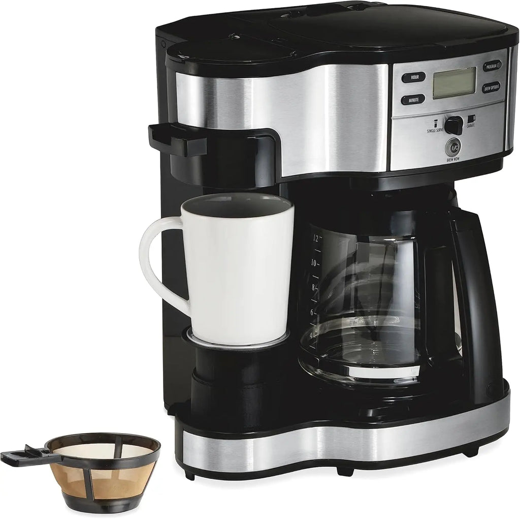 Toaster Oven Air Fryer Combo with 6-Slice Capacity, 12' Pizza Fit, 12-Cup Programmable Coffee Maker, Glass Carafe