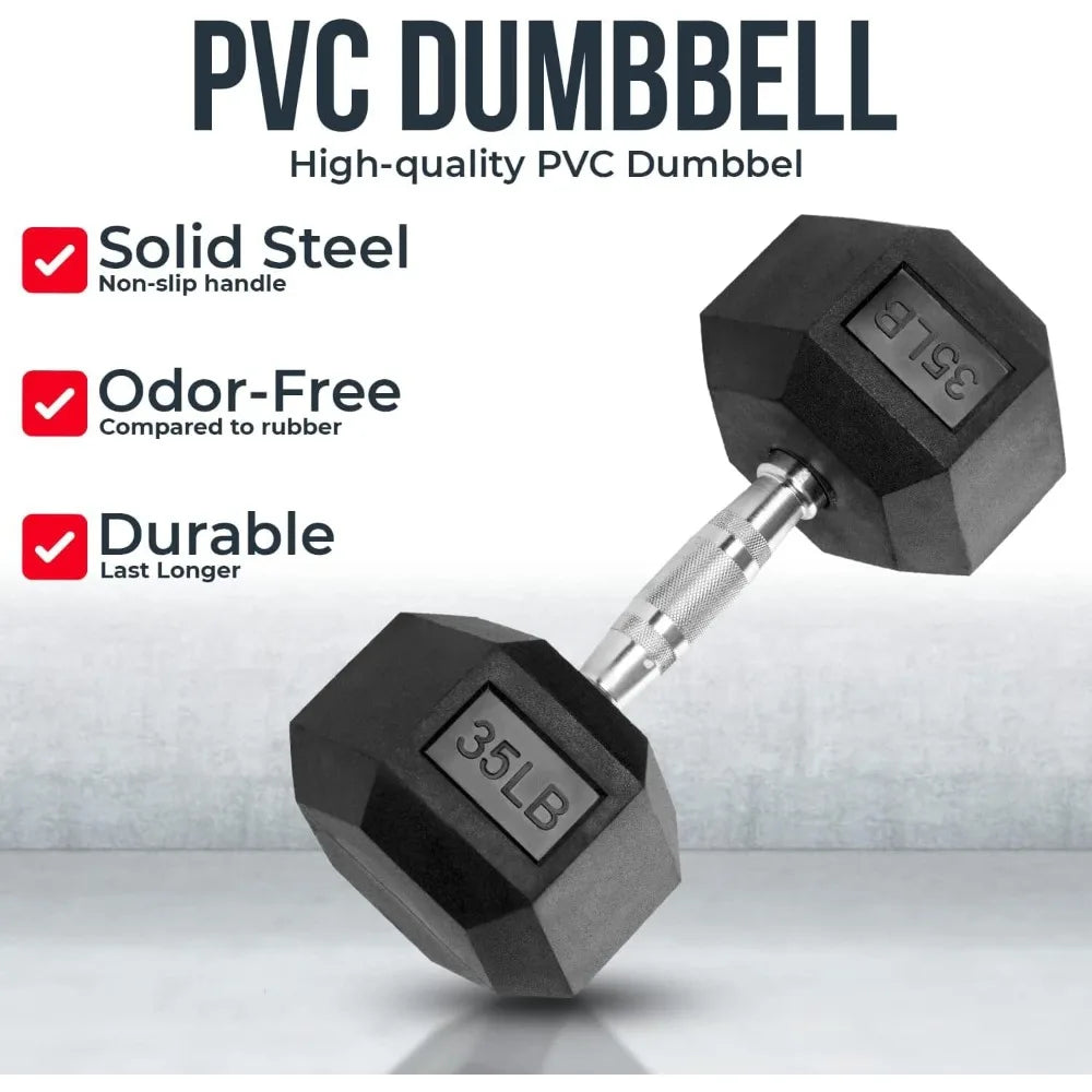Dumbbells - Heavy duty PVC coated weights, chrome-plated knurled handles lifting weights, fitness home gym training gear